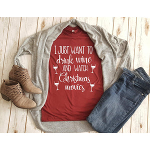 Drink wine and watch Christmas movies Unisex Shirt BLNDesigns