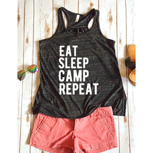 Load image into Gallery viewer, Eat Sleep Camp Repeat Women&#39;s Tank Top BLNDesigns