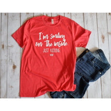 Load image into Gallery viewer, I&#39;m smiling on the inside Unisex Shirt BLNDesigns