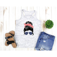 Load image into Gallery viewer, Patriotic Messy Bun Women&#39;s Tank Top BLNDesigns